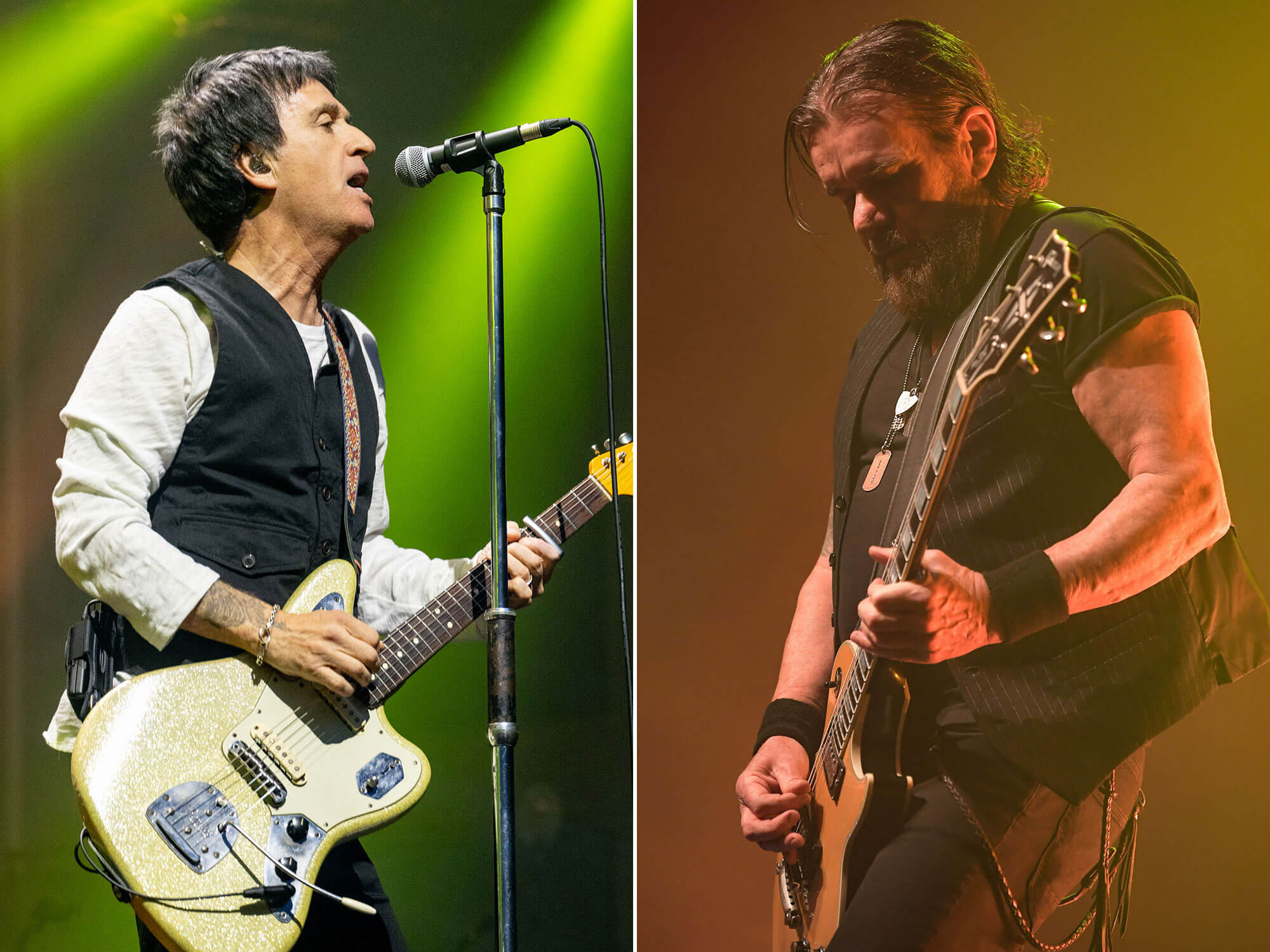 [L-R] Johnny Marr and Billy Duffy performing live