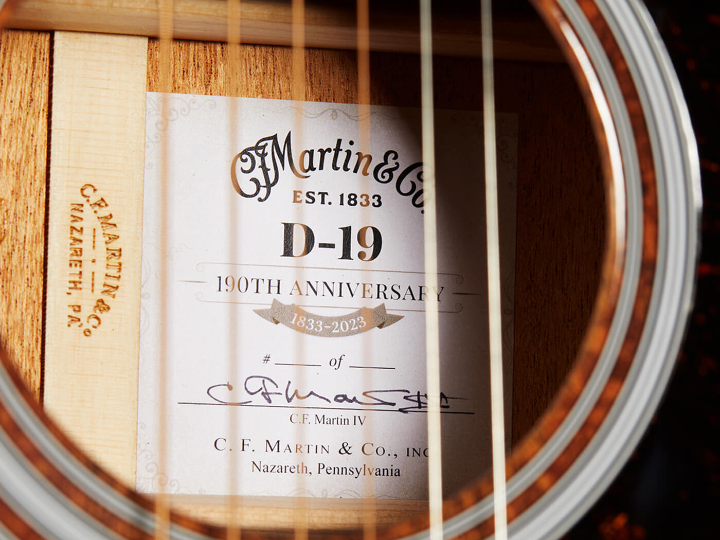 Martin 190th anniversary D-19 label