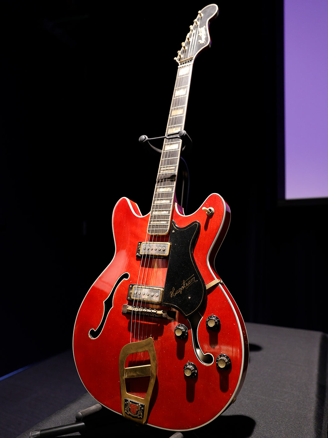 Elvis Presley’s 1968 Comeback Special Cherry Red Hagstrom Viking II, photo by Jason Kempin/Getty Images
