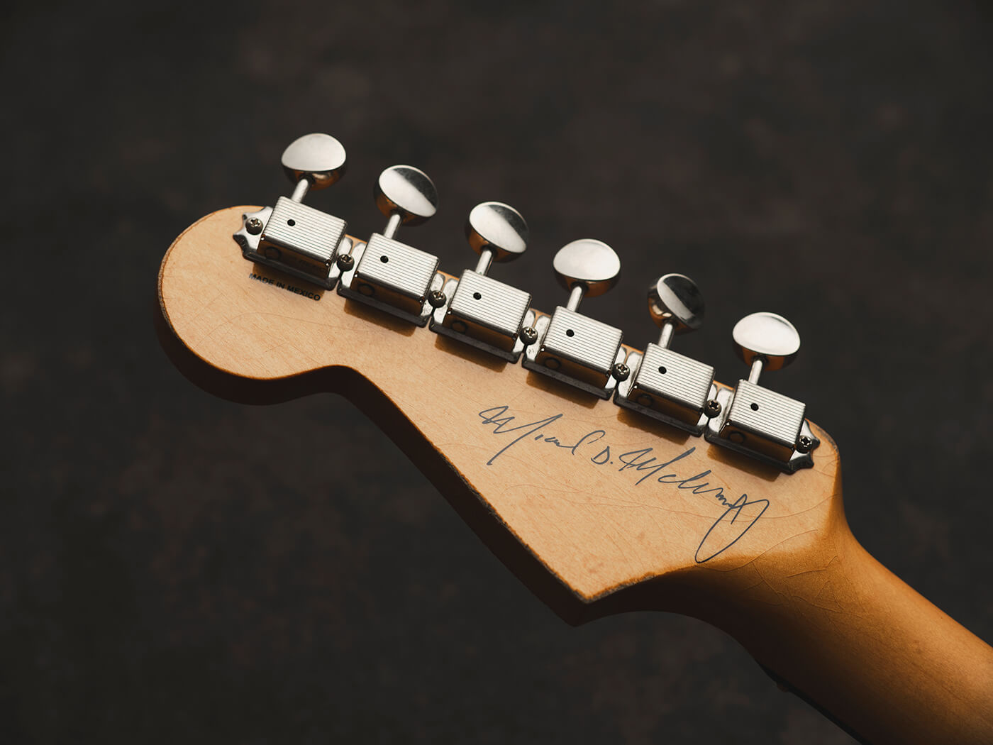 Back of Fender Mike McCready Stratocaster headstock, photo by Adam Gasson