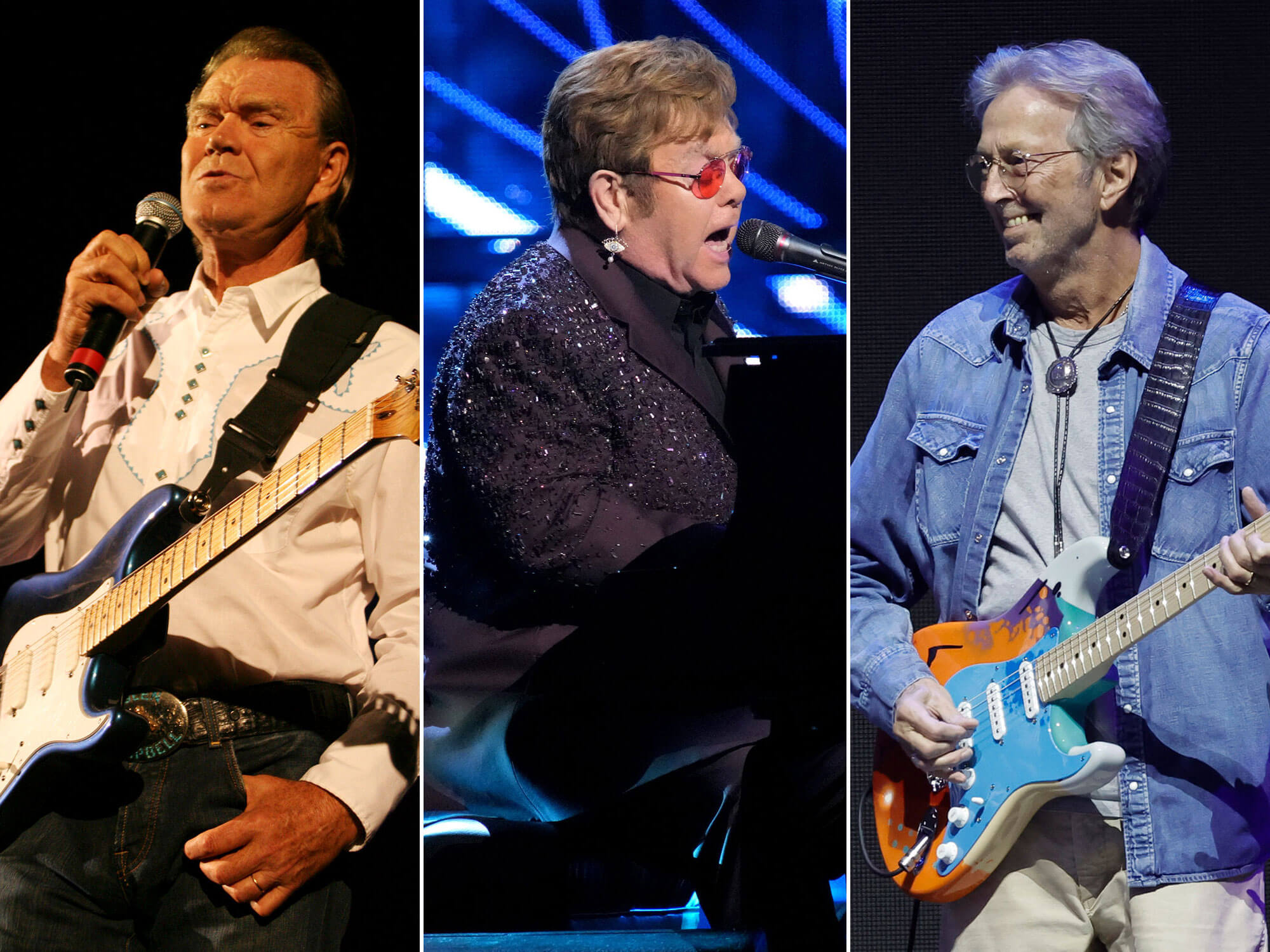 [L-R] Glen Campbell, Elton John and Eric Clapton