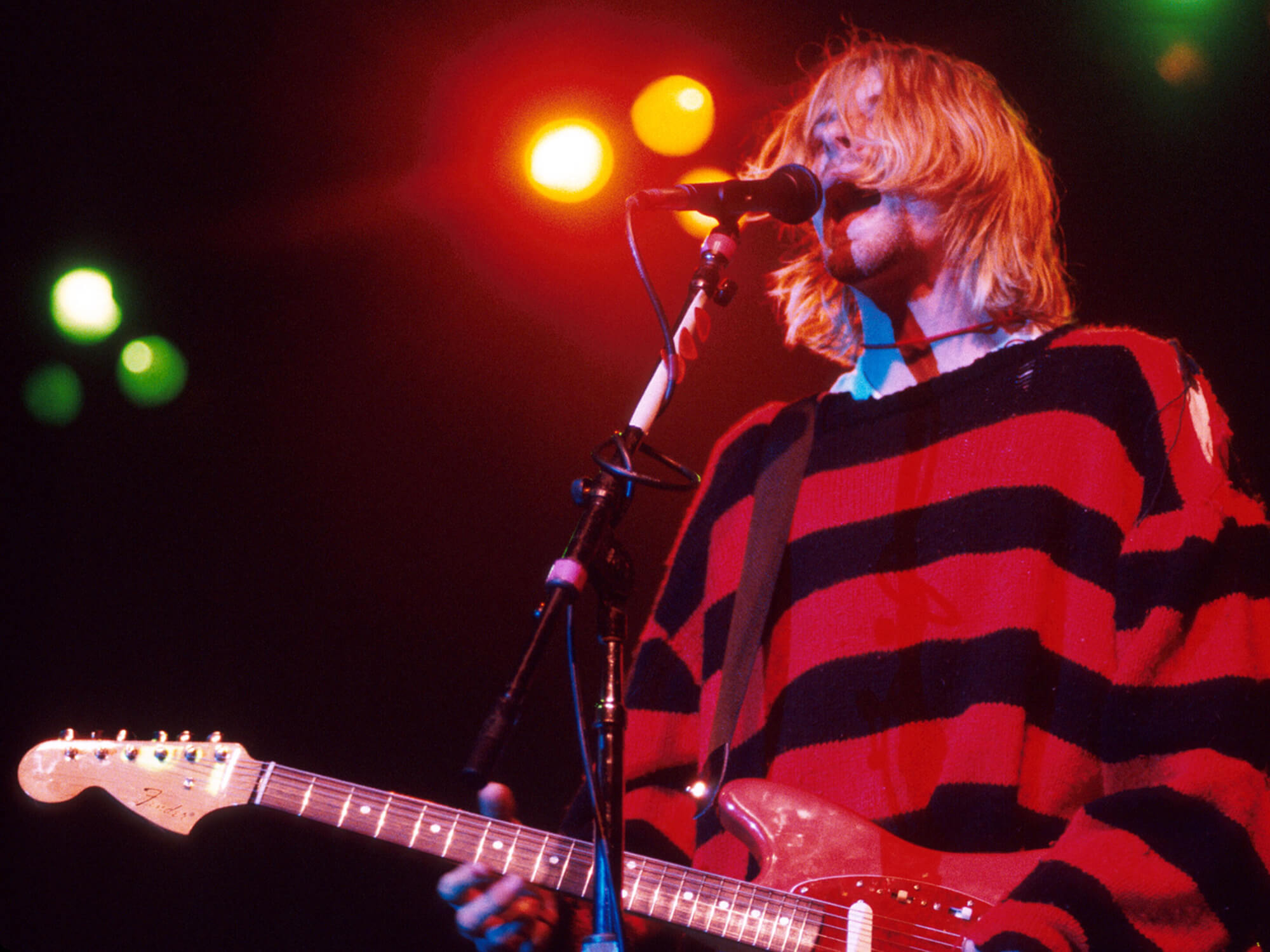 Kurt Cobain of Nirvana, photo by KMazur/WireImage via Getty Images