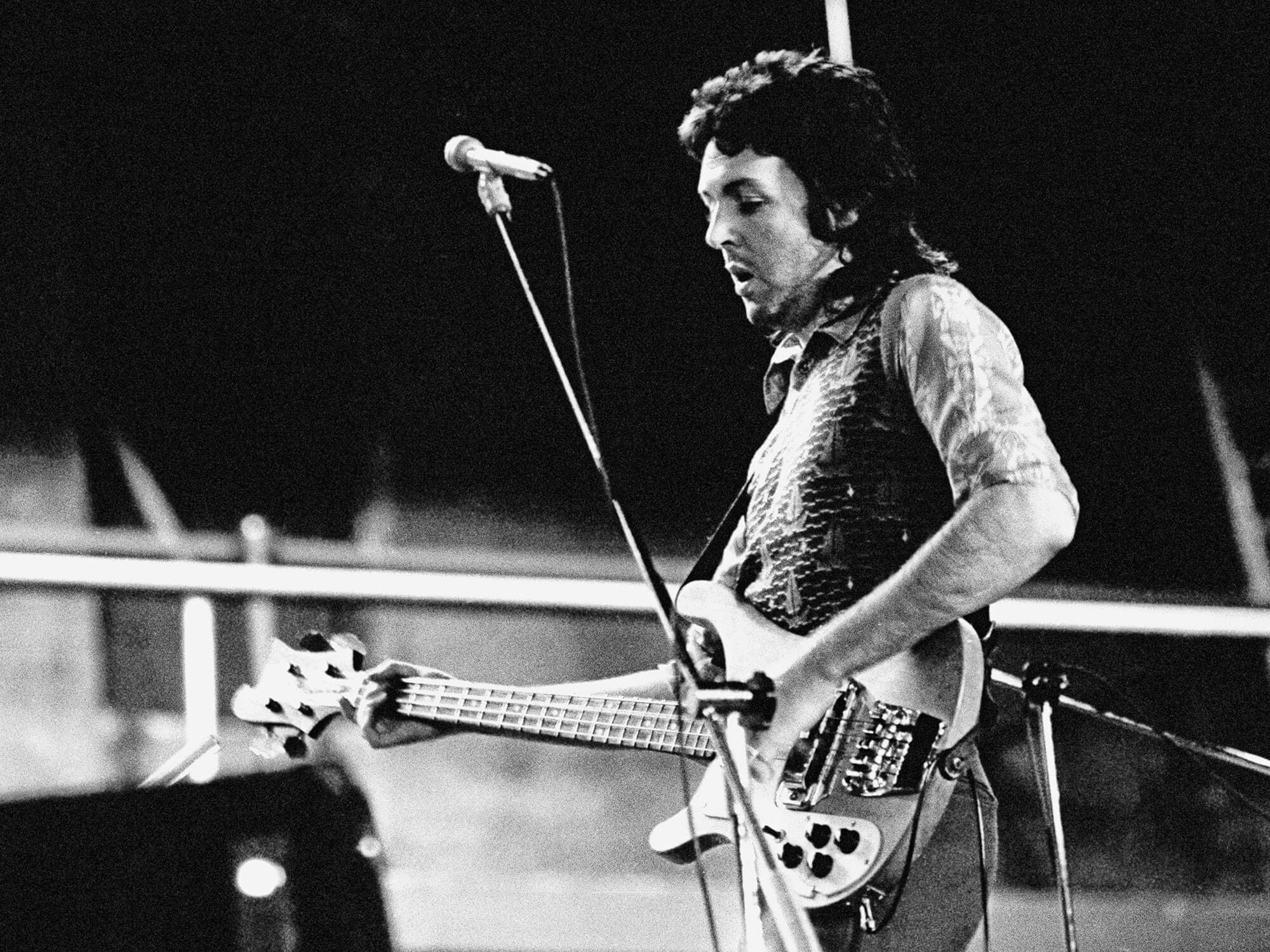 Paul McCartney rehearsing with Wings in 1973