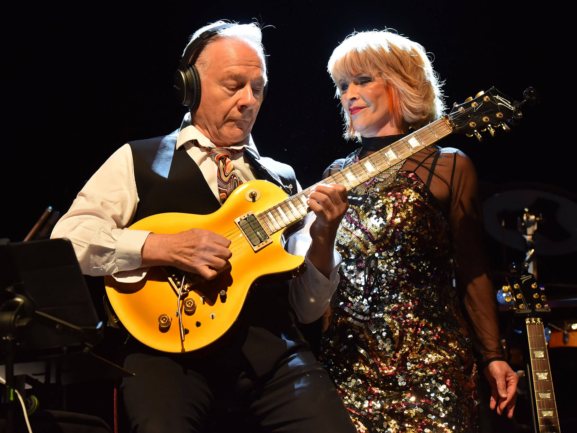 [L-R] Robert Fripp and Toyah Willcox performing live