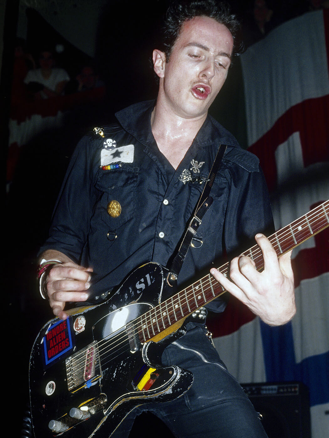 Joe Strummer of The Clash performing with his iconic Telecaster in 1979, photo by Larry Hulst/Michael Ochs Archives via Getty Images