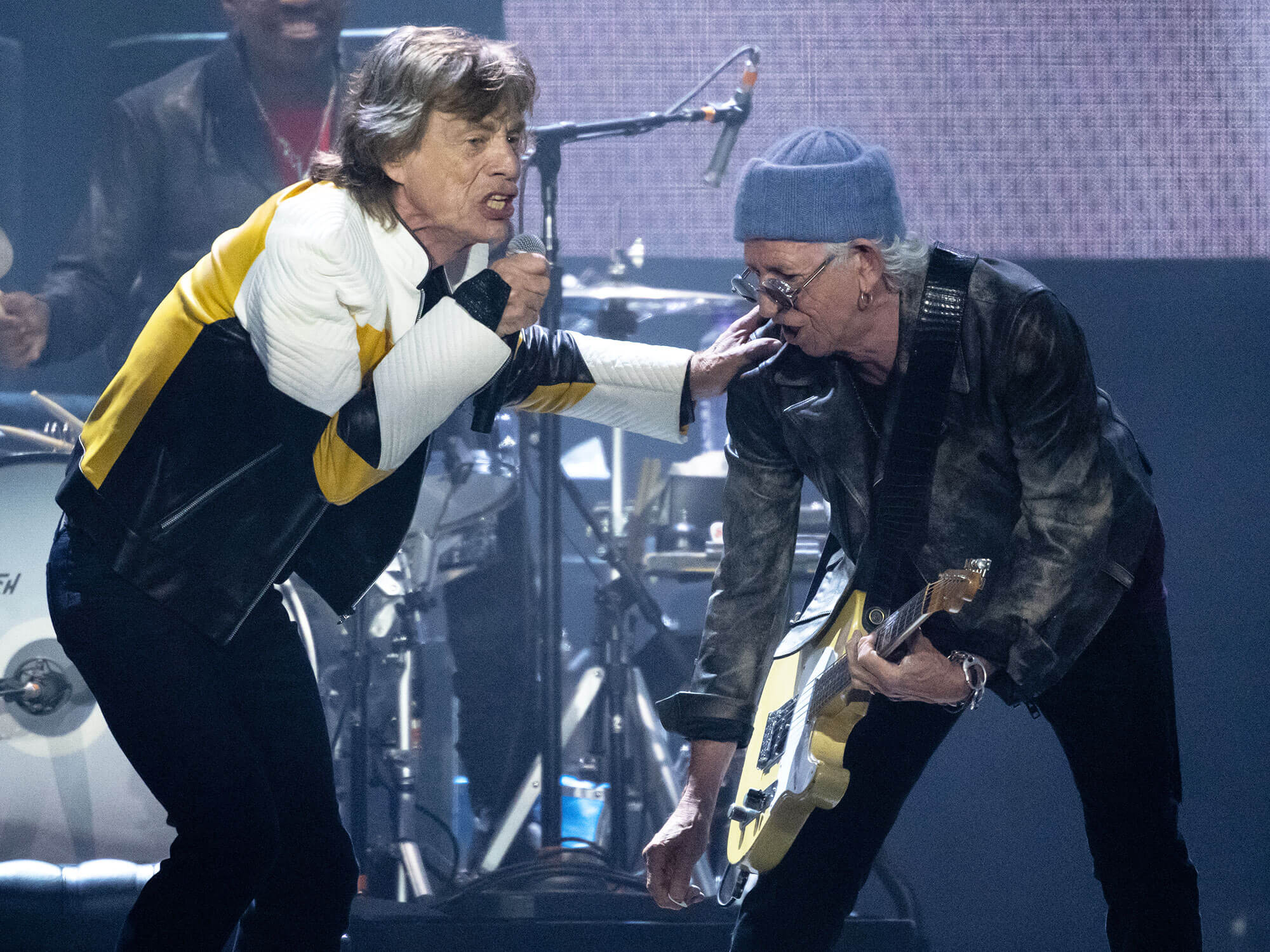 [L-R] Mick Jagger and Keith Richards performing live