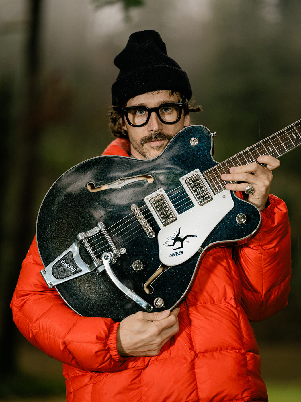 John Gourley holding his Gretsch Broadkaster