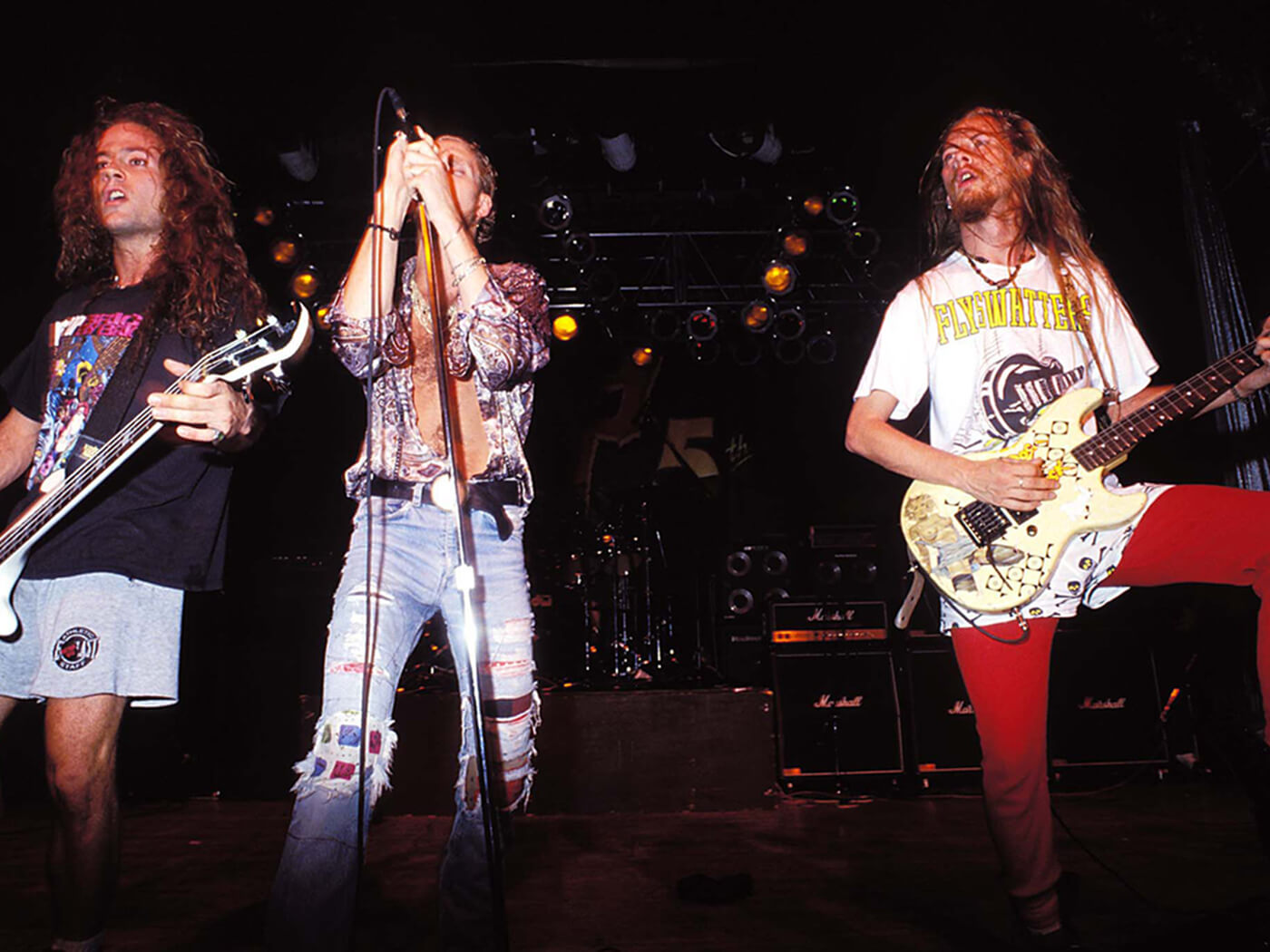 Mike Starr, Layne Stanley and Jerry Cantrell of Alice in Chains performing in 1991, photo by Jeff Kravitz/FilmMagic via Getty Images